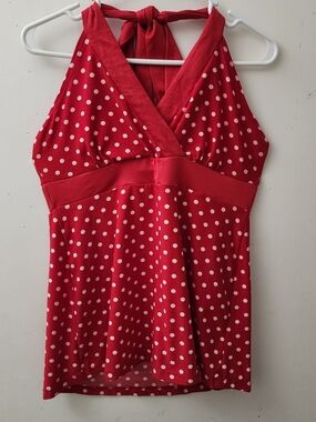 L8ter Y2K Polka Dot Empire Waist Halter XL Babydoll M Mouse 1950s Pinup Marilyn